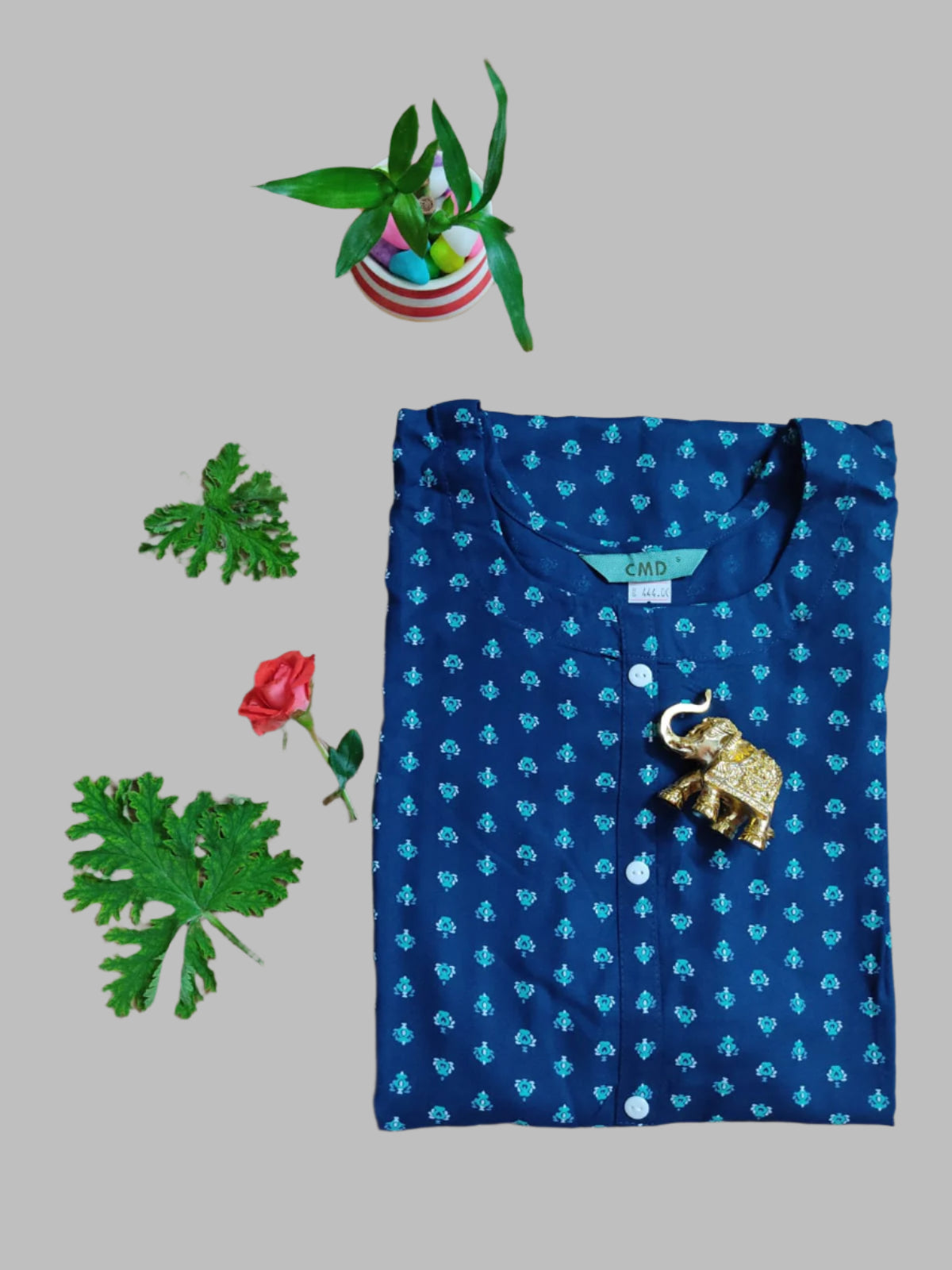 Dark-Blue Soft-Rayon Kurti Top