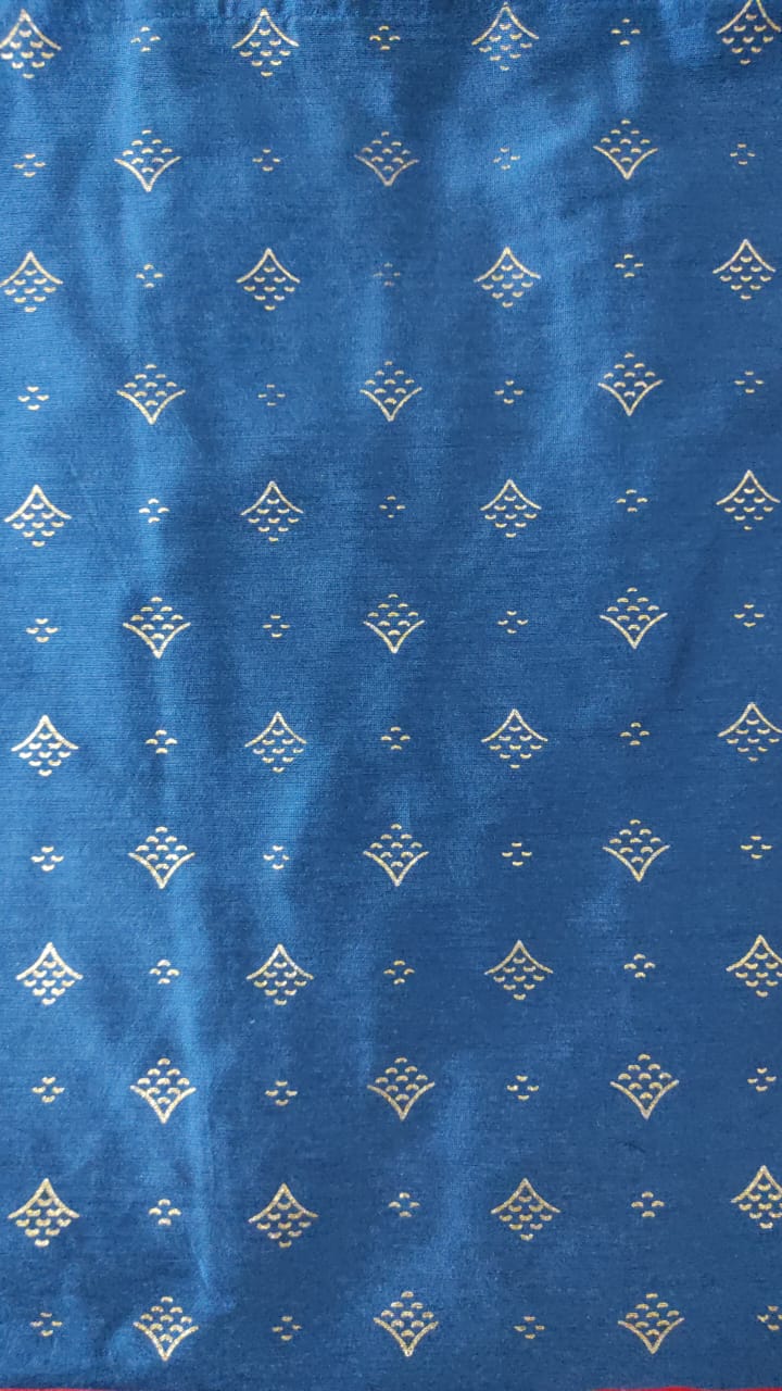 Peacock Blue Silk Embroidery Kurti Top