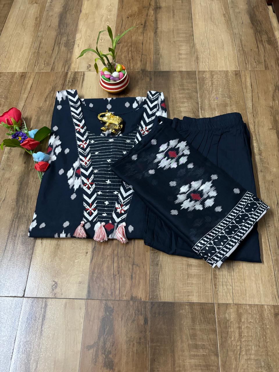 DARK NAVY BLUE PURE COTTON 3-PIECE SET
