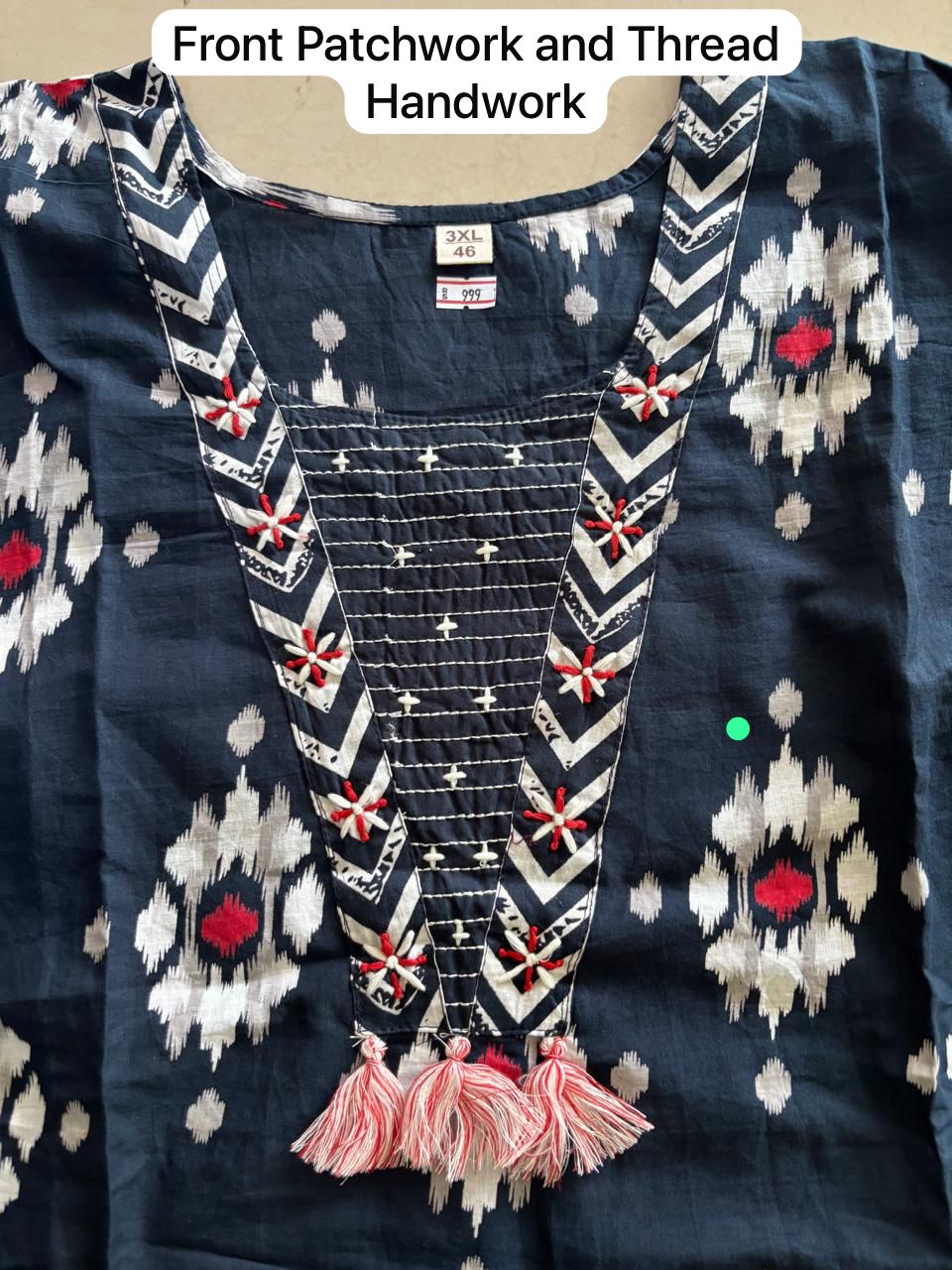 Dark Navy Blue Pure Cotton Three Piece Set