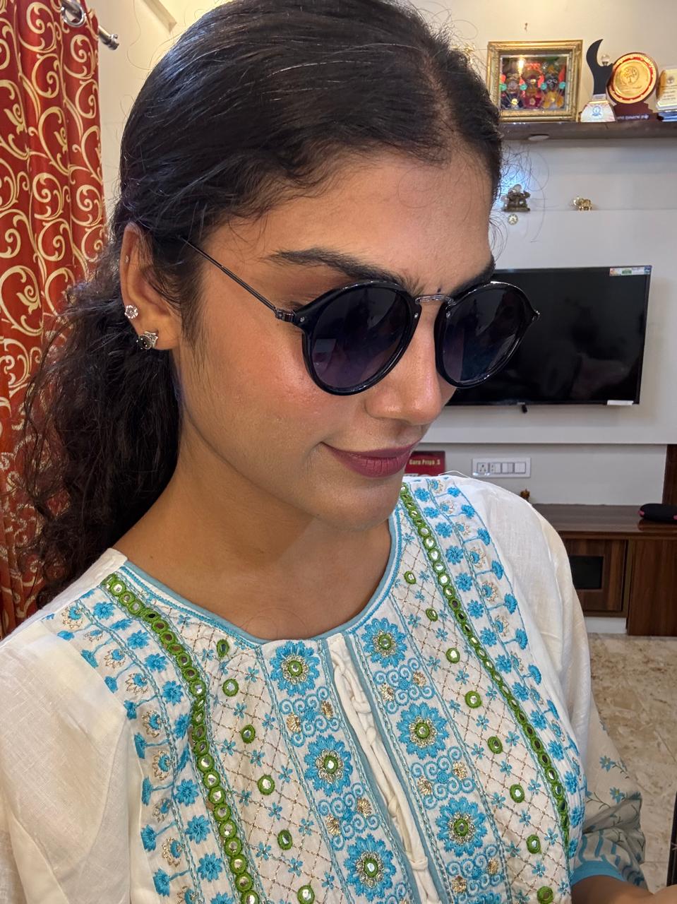 Off-White Soft-Cotton Floral Long Kurti Top