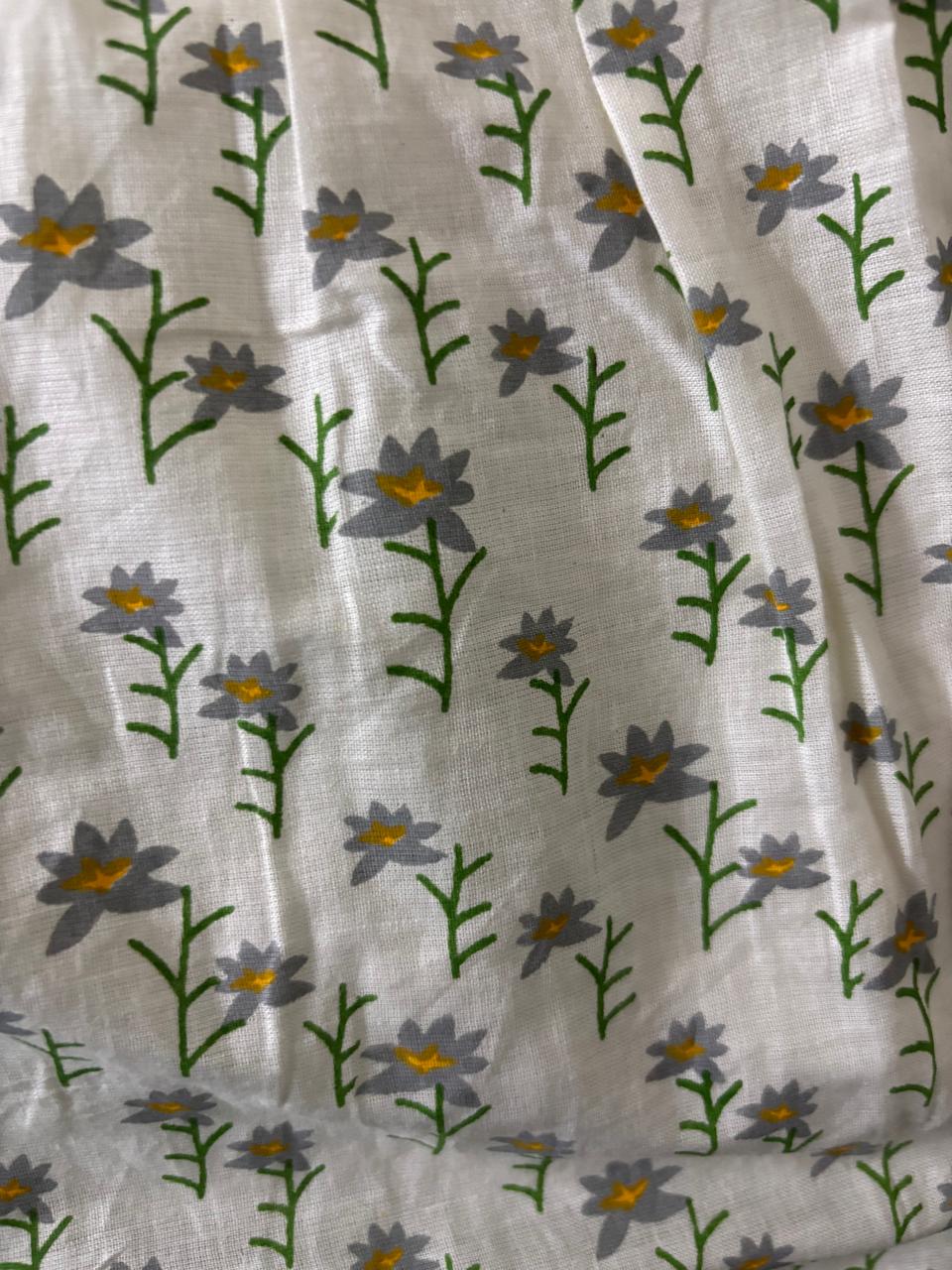 Off-White Soft-Cotton Floral Long Kurti Top