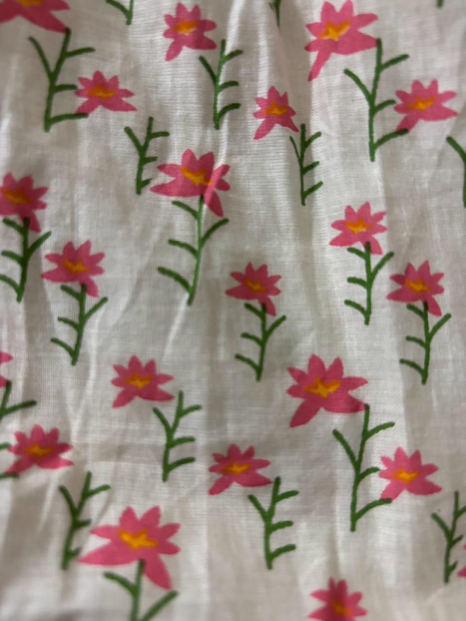 Off-White Soft-Cotton Floral Long Kurti Top