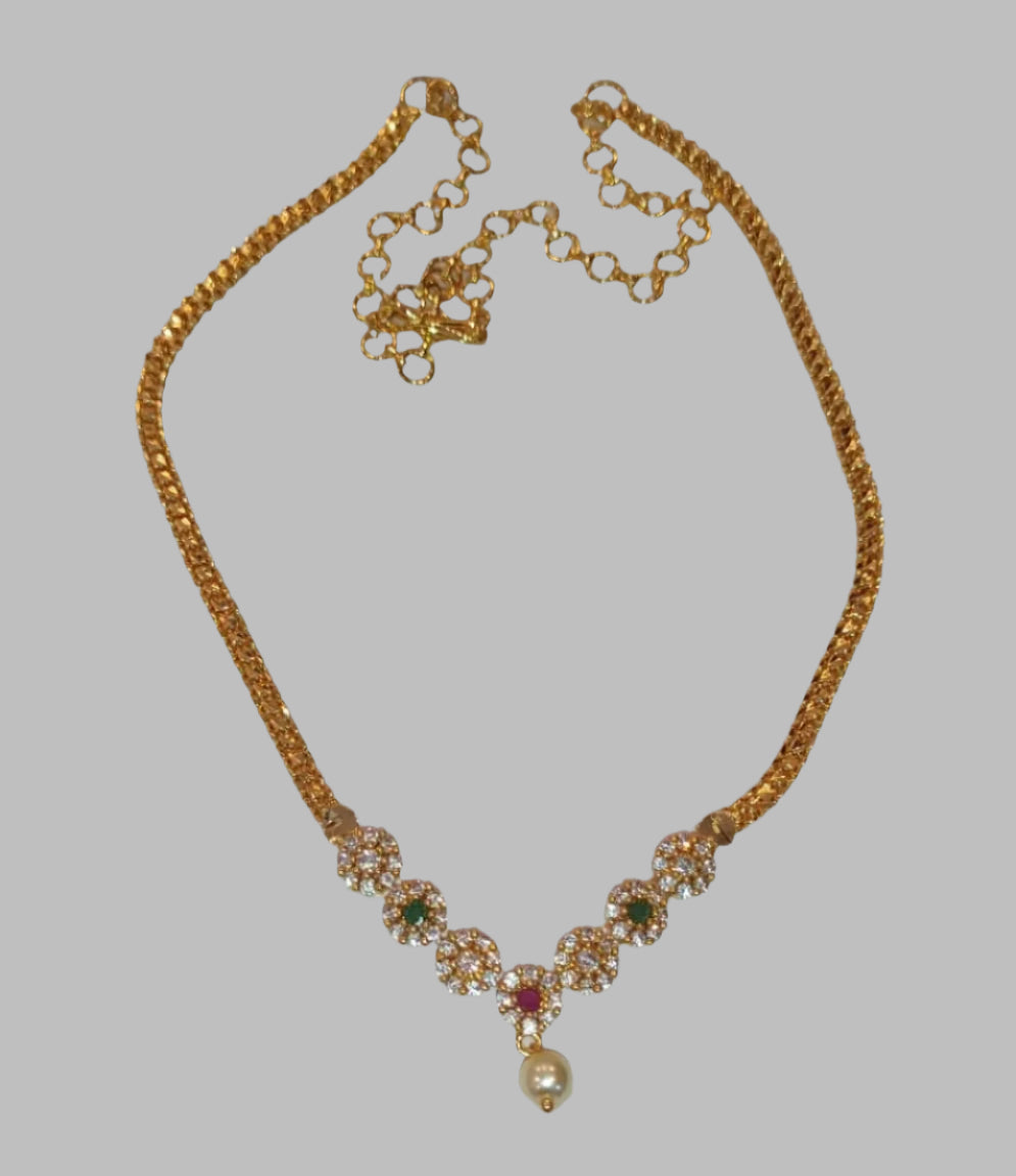 Ethnic Gold-Plated Stone Necklace