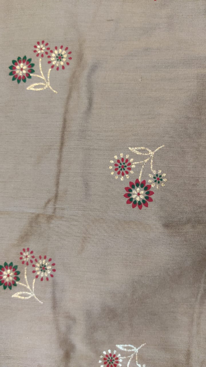 Gold Color Silk Embroidery Kurti Top