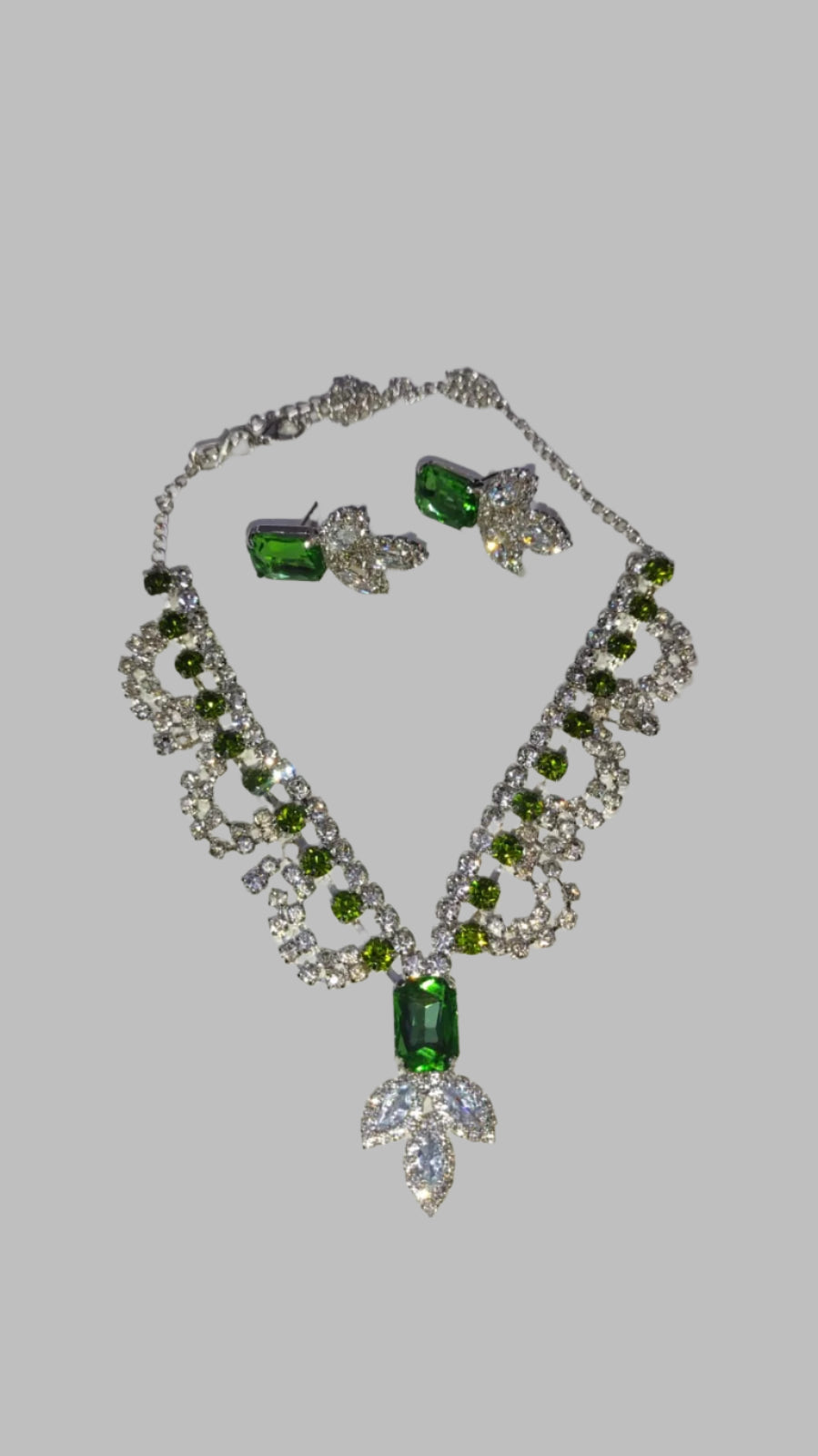 Green-Blue and White American Diamond Necklace Sets