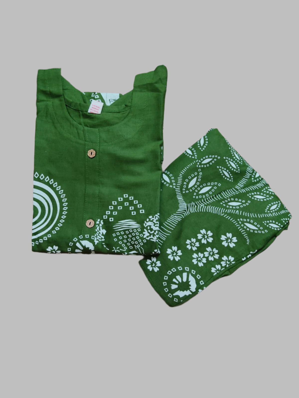 Bottle-Green Pure-Cotton Two-Piece Co-ord Set