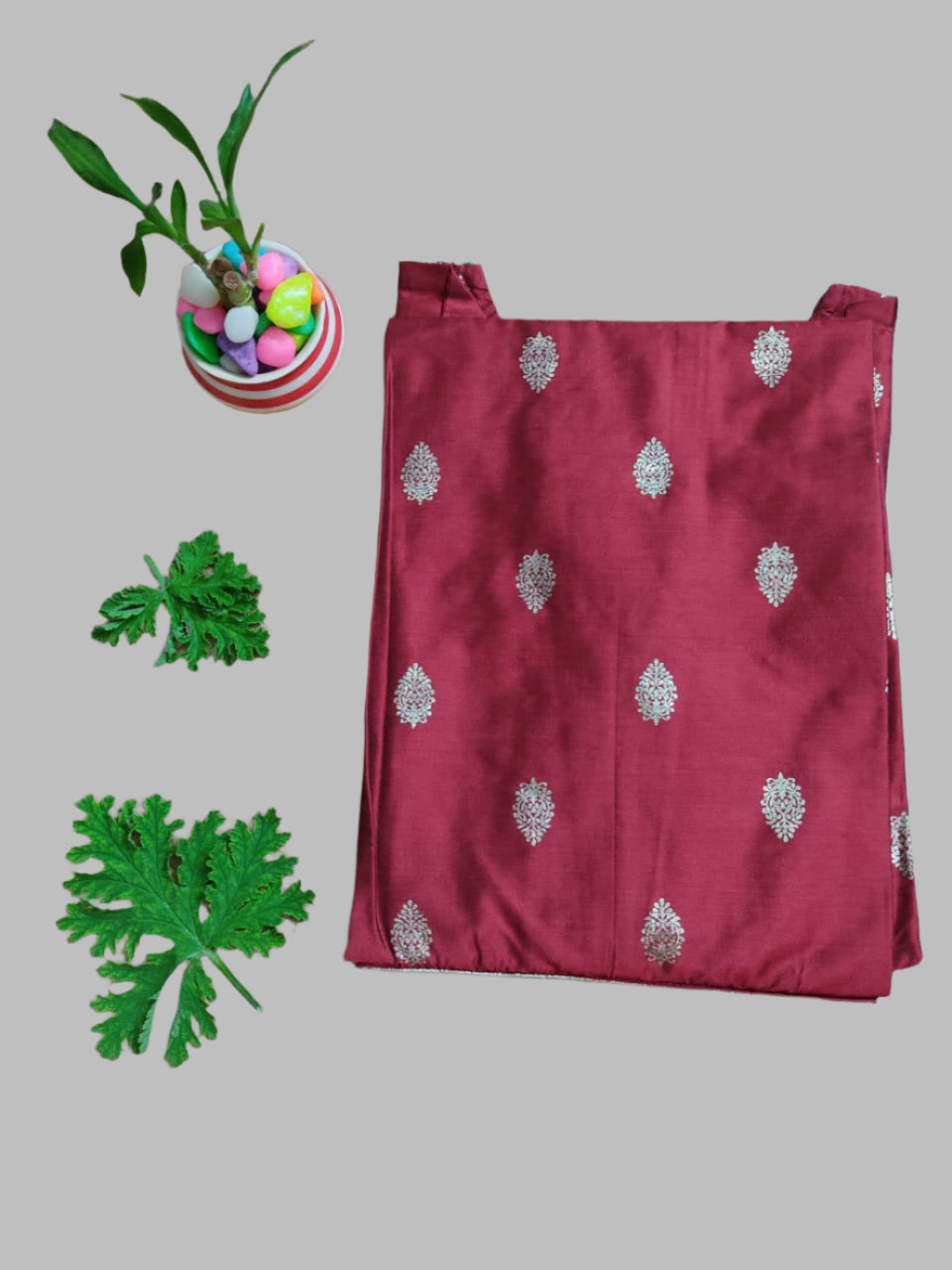 Maroon Heavy Embroidery Silk Kurti Top