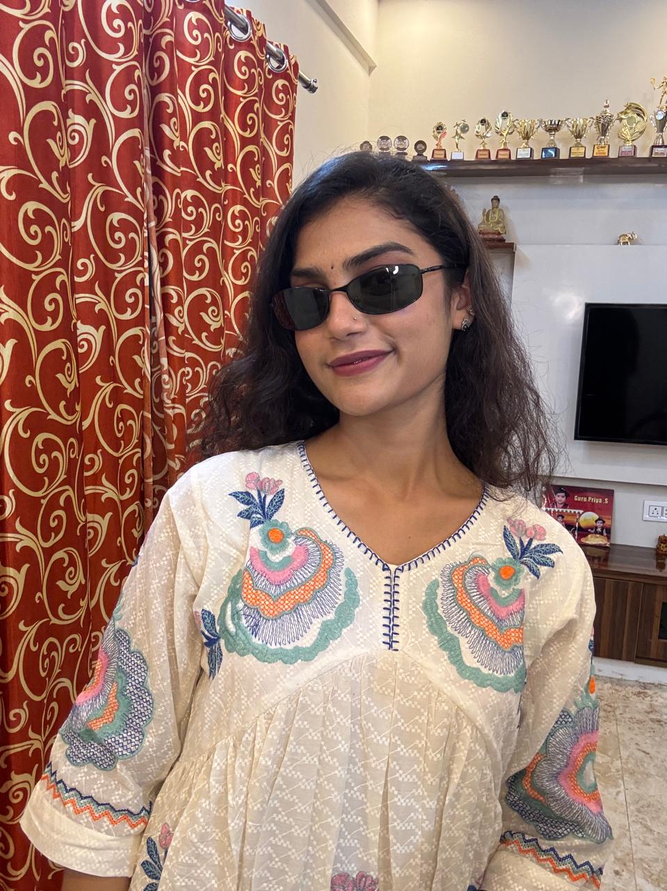 HEAVY EMBROIDERY COTTON LONG KURTI TOP