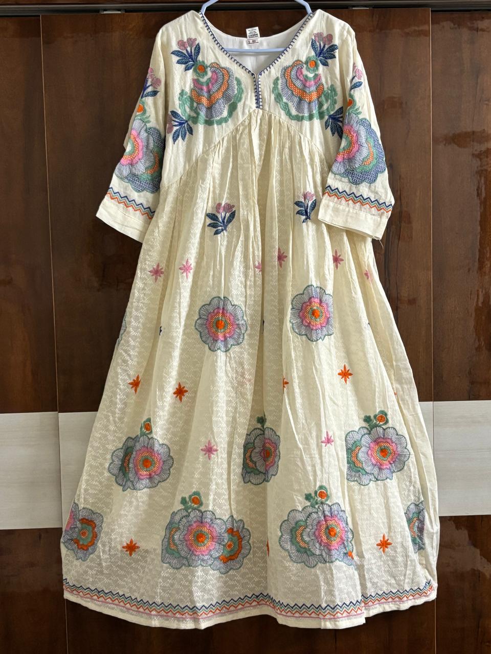 HEAVY EMBROIDERY COTTON LONG KURTI TOP