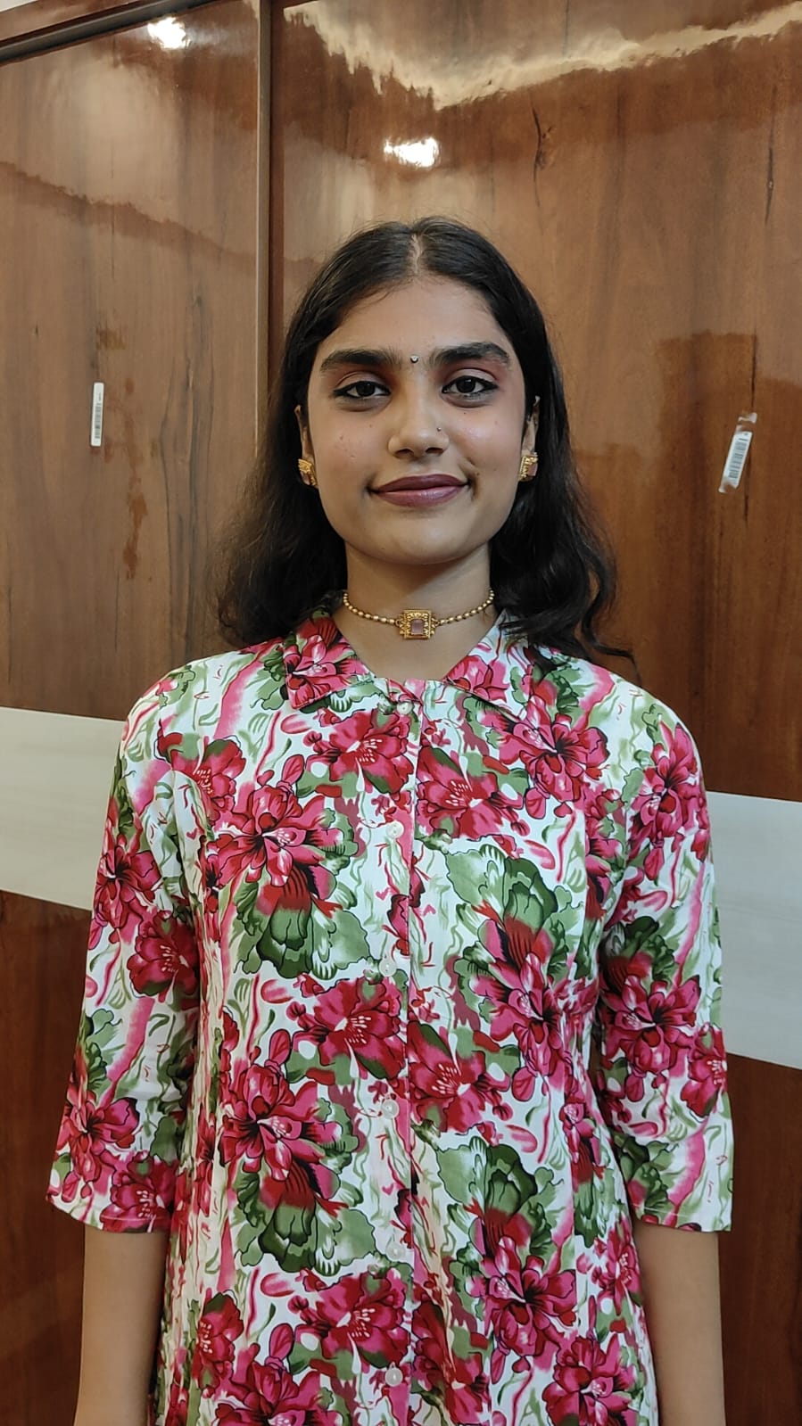 Pink-Green Rayon Floral Two-Piece Sets