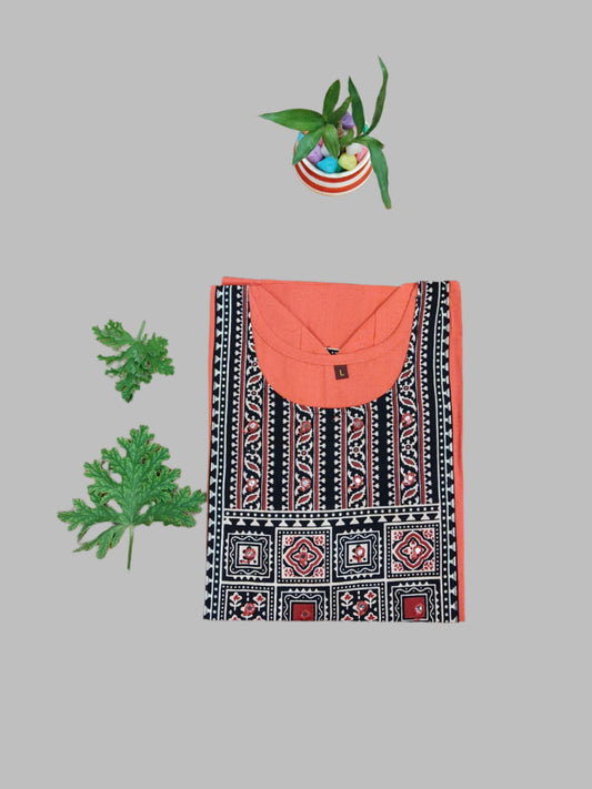 Pinkish-Red Pure-Cotton Patch-Work Short Top