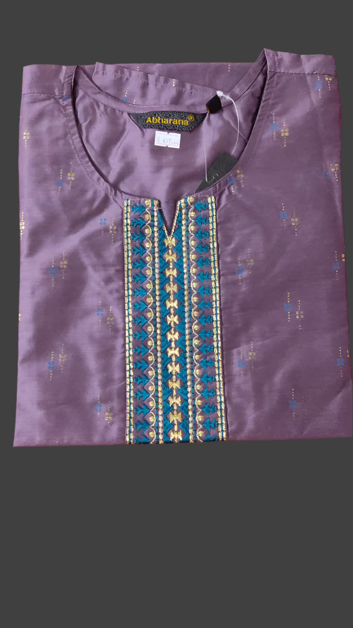 Light Purple Silk Embroidery Kurti Top