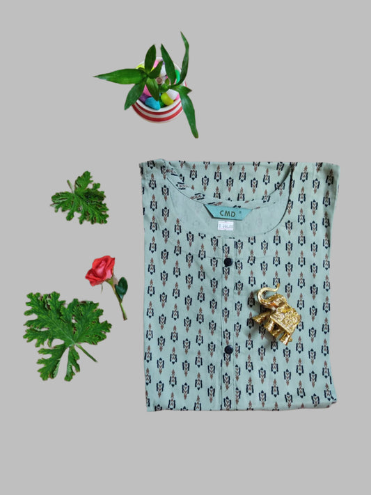 Spring-Green Soft-Rayon Kurti Top