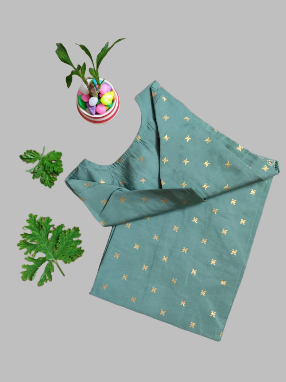 Spring-Green Heavy Embroidery Silk Kurti Top