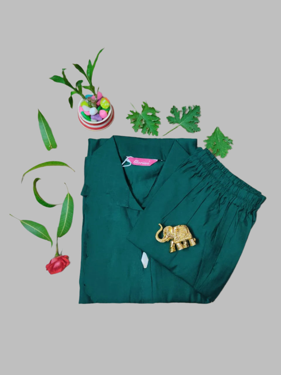 Bottle Green Vatican Silk 2-Piece Co-Ord Set