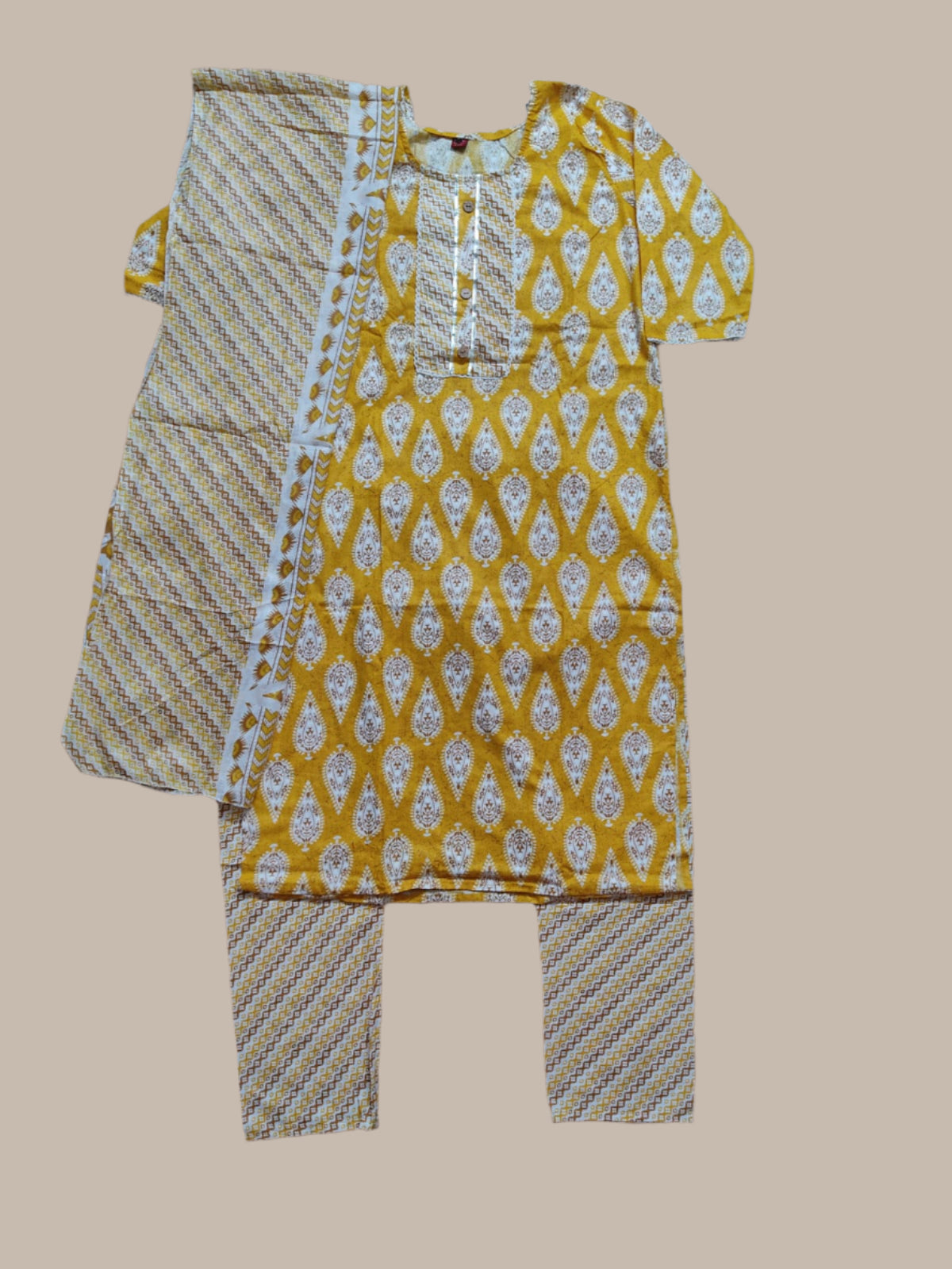 Yellow Pure-Cotton Three-Piece Set