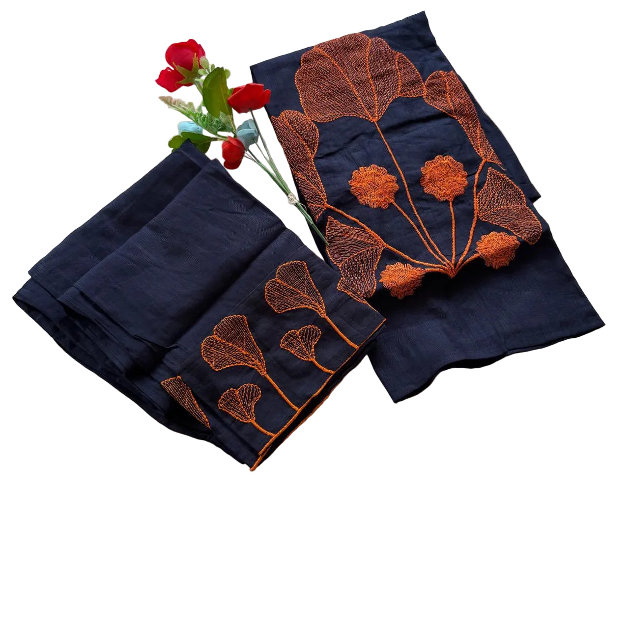 Dark Blue Vatican Silk Two Piece Coord Set