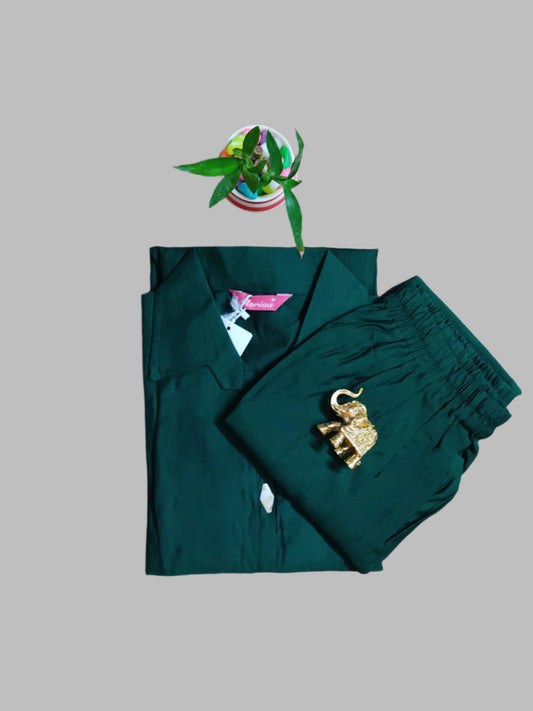 Bottle Green Vatican Silk 2-Piece Co-Ord Set