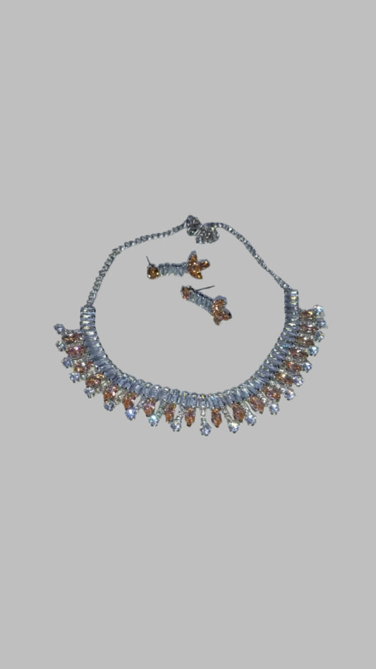 Casetta and White Small Spirals AD Necklace Set