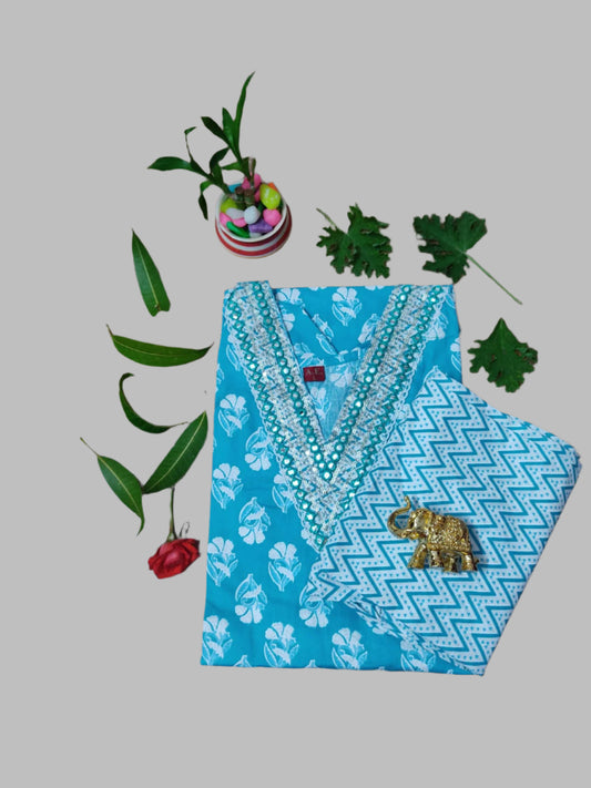 Light-Blue Cotton Two-Piece Set
