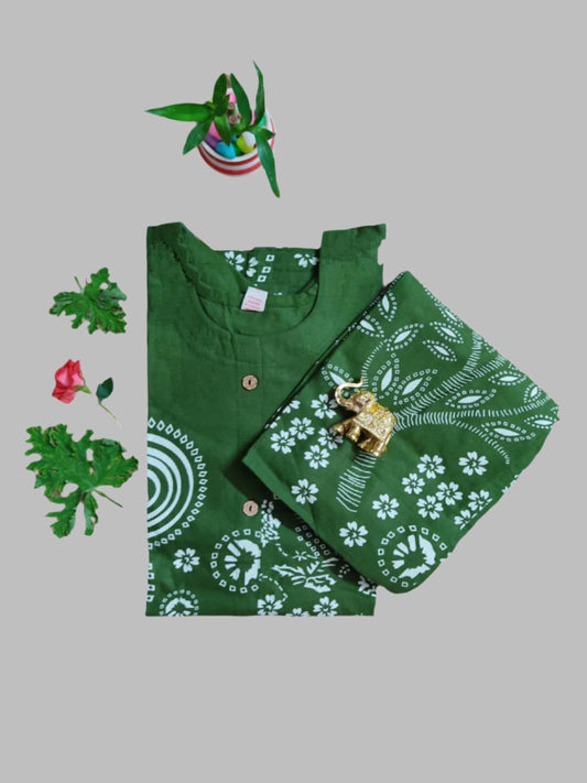 Bottle-Green Pure-Cotton Two-Piece Co-ord Set