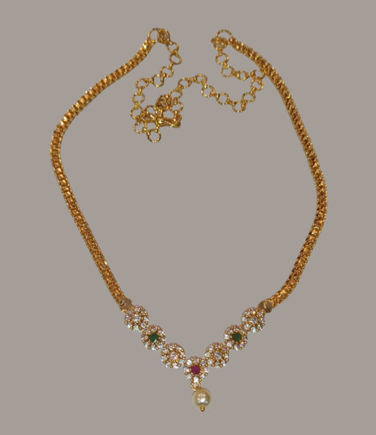 Ethnic Gold-Plated Stone Necklace