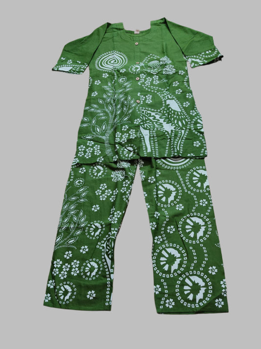 Bottle-Green Pure-Cotton Two-Piece Co-ord Set