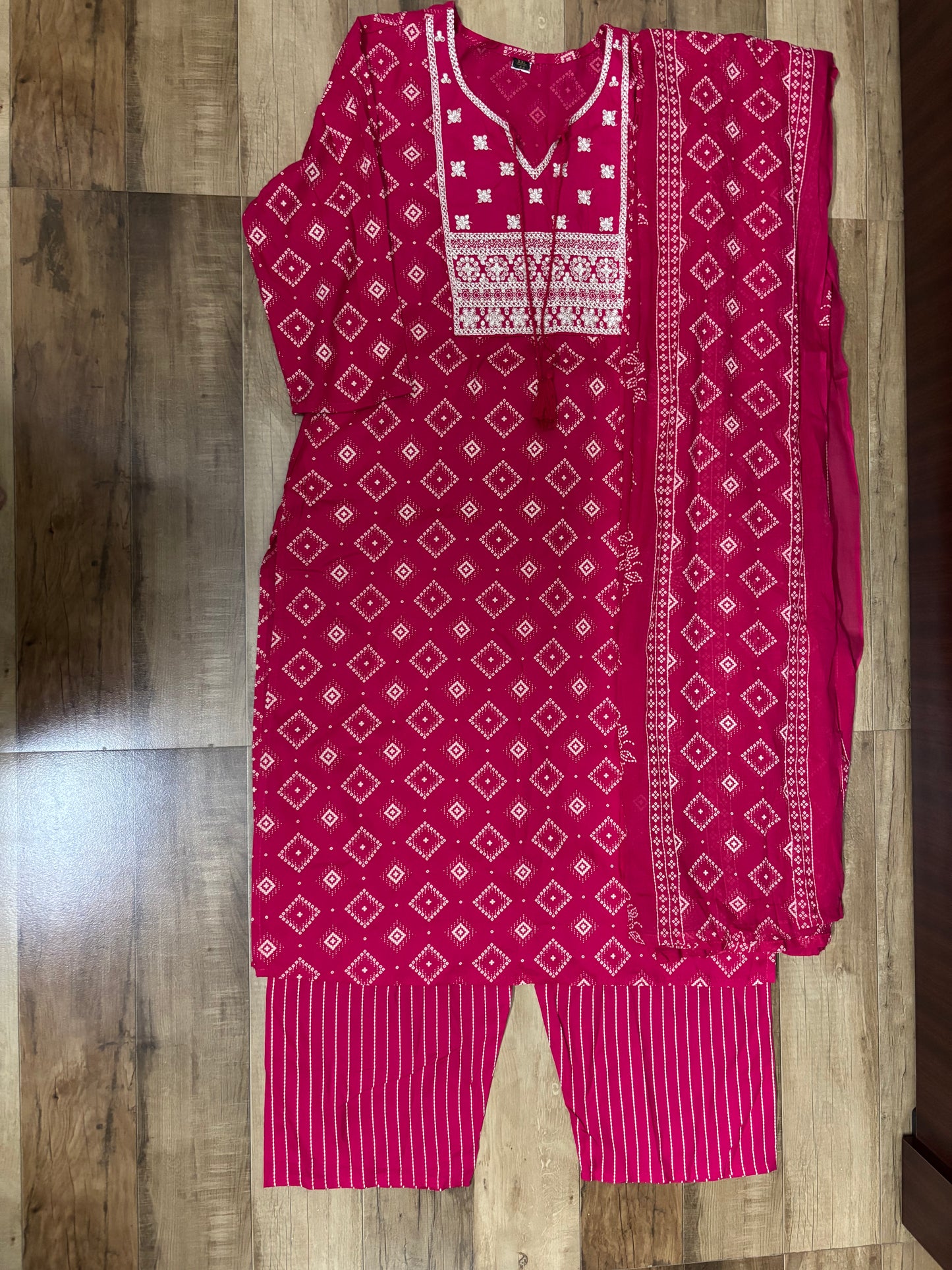 Pink Cotton Three Piece Set