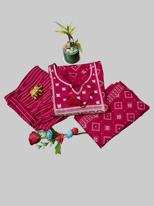 Pink Cotton Three Piece Set