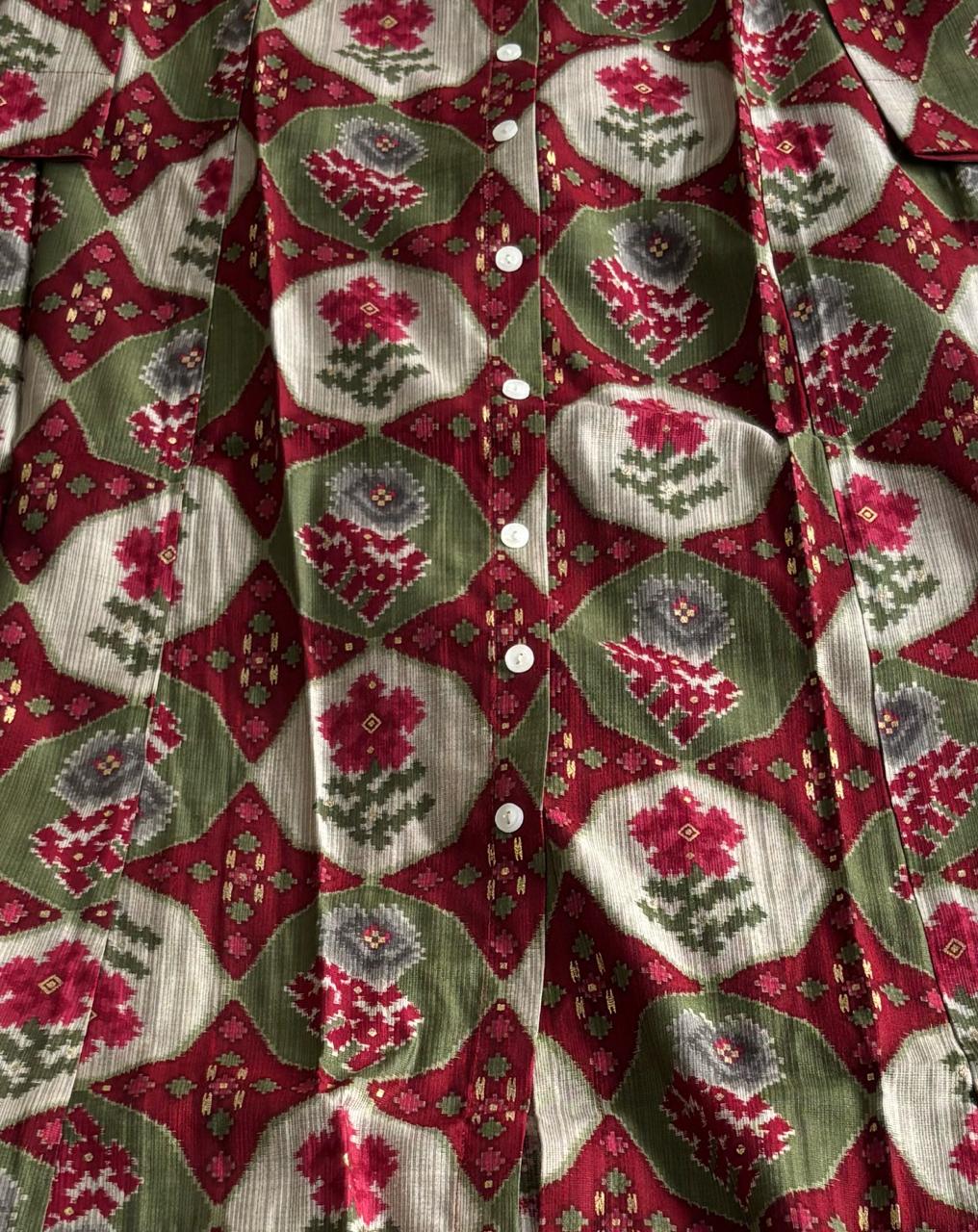 Maroon and Green Vatican Silk Two Piece Kurti Set