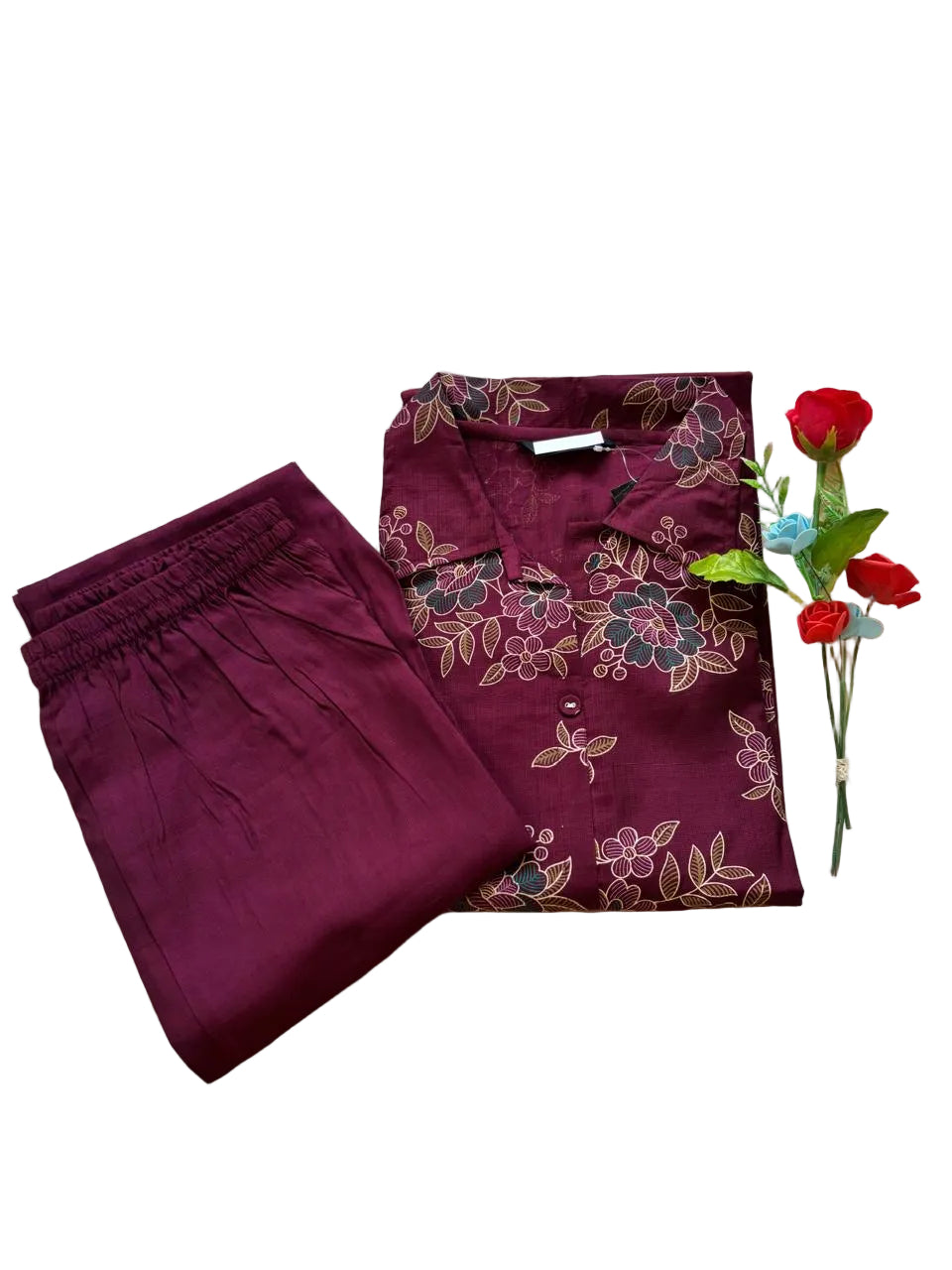 Maroon Vatican Silk Two Piece Kurti Se