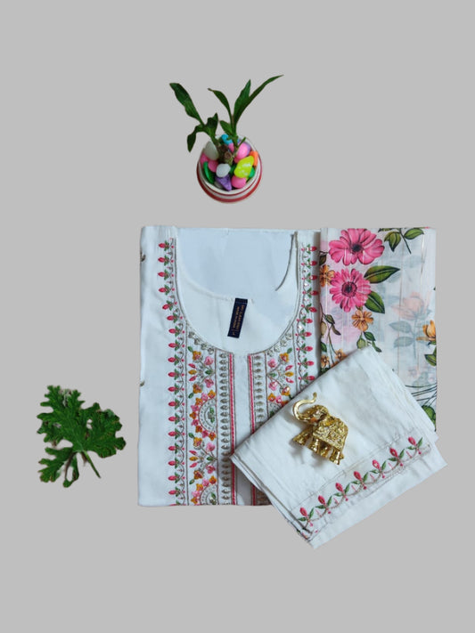 Off-White Roman Silk 3-Piece Designer Set
