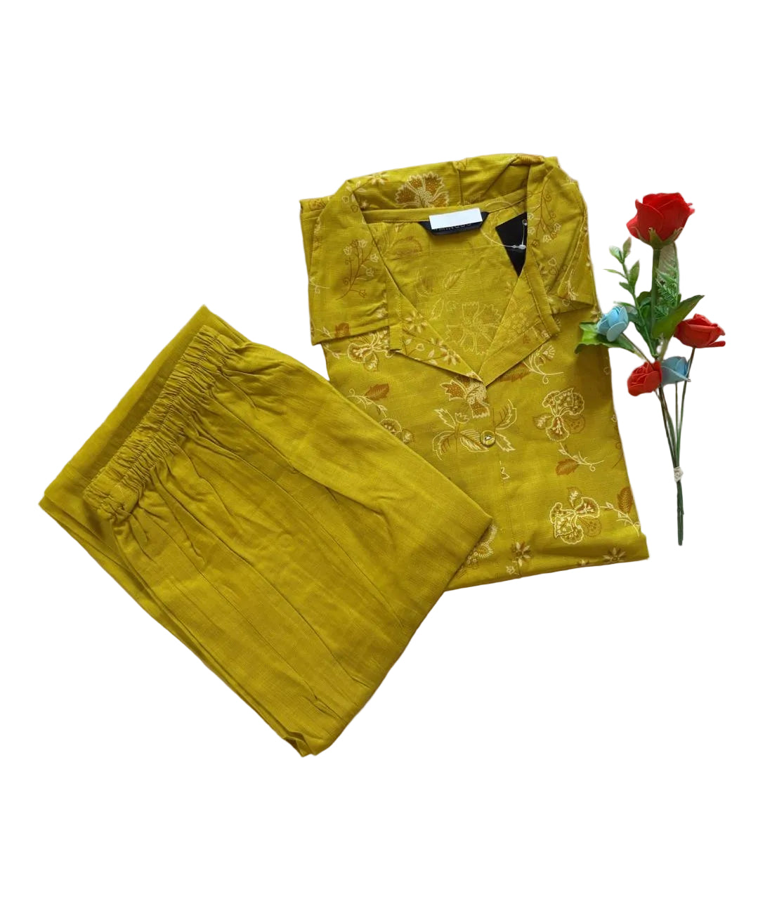 Olive Yellow Vatican Silk Two Piece Kurti Set