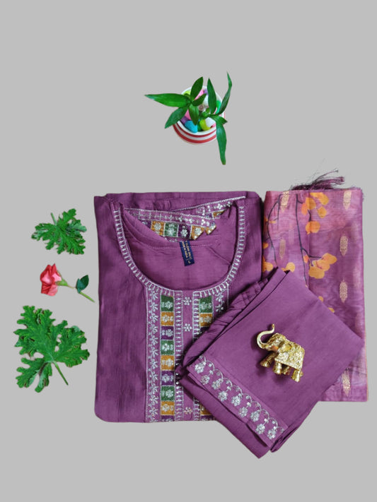 Onion-Pink Vatican-Silk 3-Piece Designer Set
