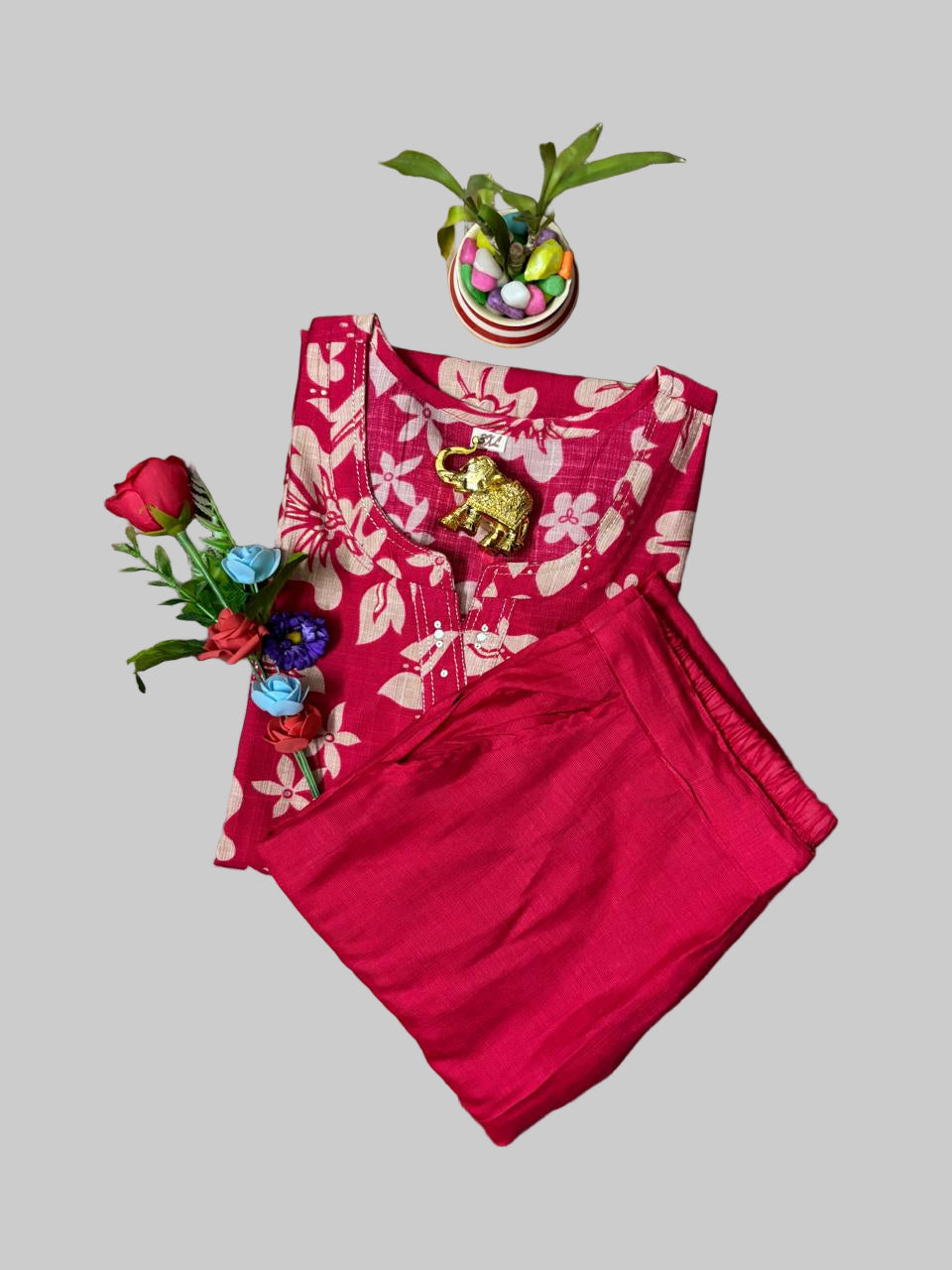 Pink Vatican Silk Two Piece Set