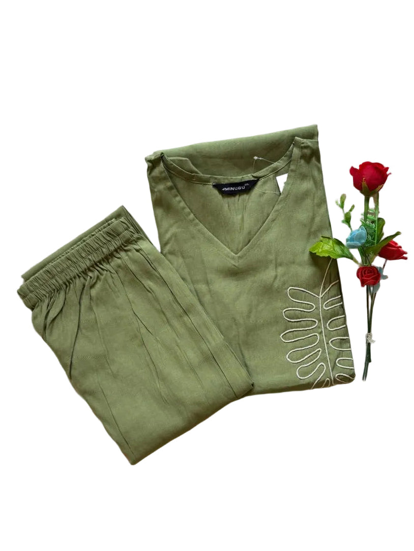 Pista Green Vatican Silk Two Piece Kurti Set
