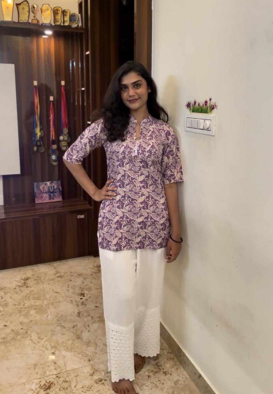 Purple Rayon Short Top