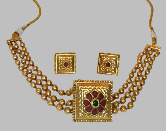Three-liner Square Ethnic Chokers