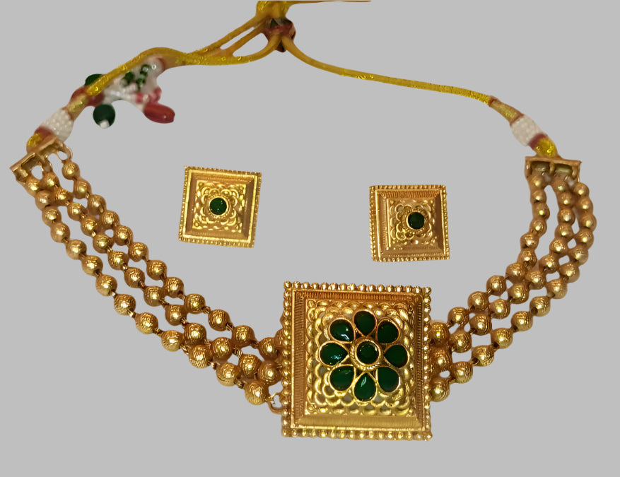 Three-liner Square Ethnic Chokers