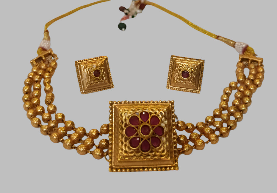 Three-liner Square Ethnic Chokers