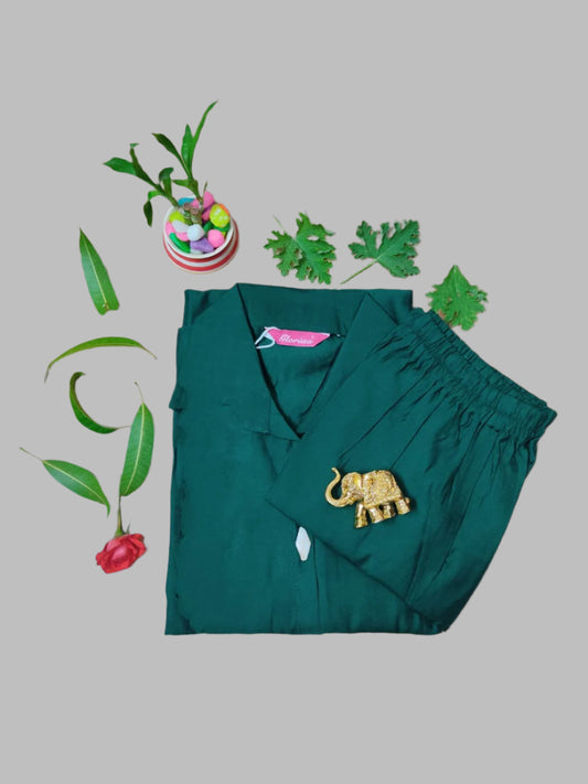 Bottle Green Vatican Silk 2-Piece Co-Ord Set